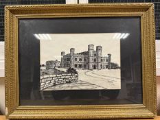 Hand Drawing of Leeds Castle In Kent, England, Dated 1981. Signed