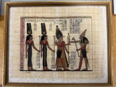 Authentic Hand Painted Ancient Egyptian Papyrus, Signed