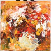 Impressionist Oil On Canvas Vase of Flowers