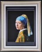 Johannes Vermeer 'Girl With A Pearl Earring' Platinum Leaf Rare Limited Edition Silkscreen
