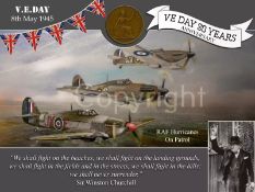 VE Day 80th Anniversary Hurricanes On Patrol Designed Metal Art Coin Display