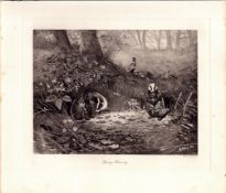Otters Spring Clearing Rare 121 Years-Old Limited-Edition Antique JG Millais Print