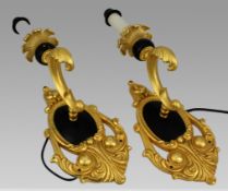 Pair of Gilt Metal Decorative Wall Lights