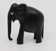 Small Hand-Carved Wooden Elephant Figure