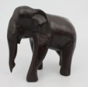 Hand-Carved Wooden Elephant Figure