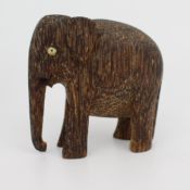 Small Carved Elephant Figurine – Possibly Palm Wood or Coconut Husk