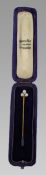 Antique Gold Stick Pin with Pearls & Diamond in James Mark Box, Glasgow