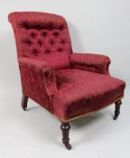 Antique 19th C.Button Back Armchair