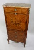 19th C.French Marble Topped Inlaid Escritoire