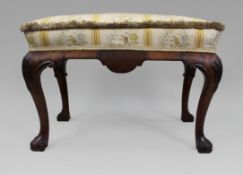Carved Walnut Upholstered Footstool, c.900-1910
