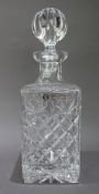 Vintage Zawiercie Polish Crystal Square Shaped Spirit Decanter