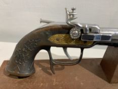 A Fascinating Vintage Novelty Table Lighter In The Form of An Antique Flintlock Pistol