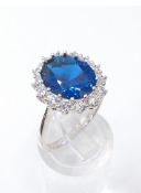 Sterling Silver Large Blue Stone Ring