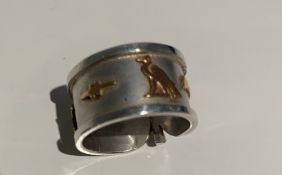 Egyptian Sterling Silver 9K Rose Gold Plated Letters Cartouche Ring