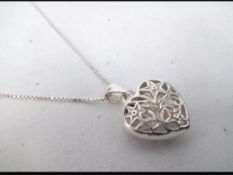 Sterling Silver Filigree Heart Pendant With Chain