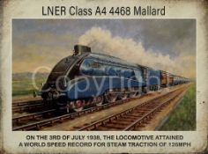 Mallard LNER Class A4 4468 Locomotive Breaks Speed Record 1938 Metal Wall Art