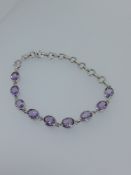 Silver Bracelet Set With AAA Amethyst Stones