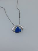 Silver Enamelled Pendant Set With Round Cut Sapphires