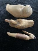 3 Vintage Wooden Ducks