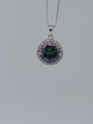 Silver Pendant Set With Mystic Topaz and CZ Stones