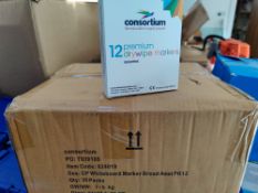 Box of 20 Packs of Consortium 12 Dry Markers Assorted Colours
