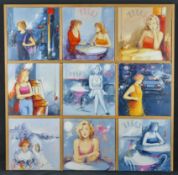 Fabulous Set of 9 Original Oils By Giuliano Trombini