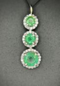 Beautiful Natural 1.24 CT Emerald Pendant With Diamonds & Platinum 950