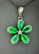 Beautiful 1.95ct Natural Emerald Pendant With Diamonds & 950 Platinum