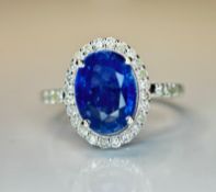 Beautiful 3.06 CT Natural Ceylon Purple Sapphire Diamonds & 18k Gold