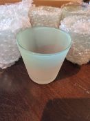 New Boxed - 12 Pcs Votive Candle Holders, 6 Green 6 Clear Tinged Glass Tea Light Candle Holders
