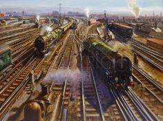 Title: Clapham Junction The Twilight Of The Steam Train Metal Wall ArtDescription: _ Approx Size 12Ó