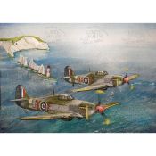 Title: WW2 Hawker Hurricanes Over Beachy Head Metal Wall ArtDescription: _ Approx Size 8Óx 6Ó (