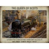 Title: The Queen Of Scots On Route Leeds-Edinburgh Iconic Steam Train Metal Wall ArtDescription: _
