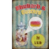 Title: Rhubarb & Custard Traditional Sweet Shop Favourites Nostalgic Metal Wall ArtDescription: _