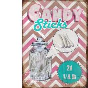 Title: Candy Sticks Traditional Sweet Shop Favourites Nostalgic Memories Metal Wall