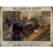 Title: The Queen Of Scots On Route Leeds-Edinburgh Iconic Steam Train Metal Wall ArtDescription: _