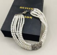 Extremely Rare Stunning Butler &Wilson Vintage Freshwater Pearl Multi Strand Sterling Silver & Rh...
