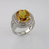 Fully Restored Citrine and Diamond Cocktail Ring