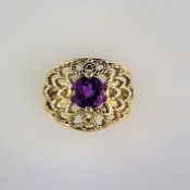 A Fully Restored Filigree Bombe Style Amethyst Ring