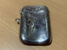 Antique Sterling Silver Matchbox Holder With Fantastic Hand-Chased Design