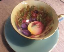 Scarce Ansley Finest Bone China Orchard Fruits Cup and Saucer
