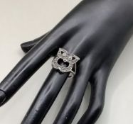 Vintage Greek Designer Hellas 925 Silver Marcasite Owl Ring Size Q EU8