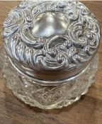 Antique Edwardian Sterling Silver 1903 Silver Top Glass Hobnail Vanity Jar Birm