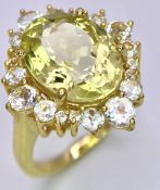 Limited Edition Verde Quartz & White Topaz gold Vermeil Statement Ring Size R (1 of 74) 11.26gm