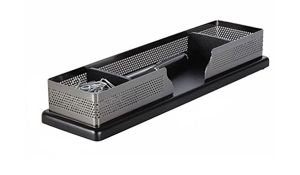 Eldon Expressions Wood and Punched Metal Supply Organizers Black and Gun Metal L1B