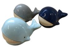 6 x Sets of 3 (24) Dunhelm Ornamental Whale Ornaments RRP £12.99 ea. Set L7