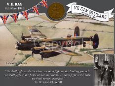 VE Day 80th Anniversary Lancashire Bomber Metal Art Coin Display