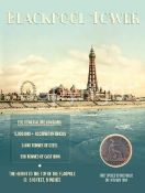 Blackpool Tower Original 130 Years-Old Penny Coin Designed Metal Plaque-2