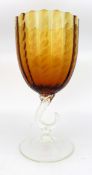 Vintage Mid-20th Century Murano-Style Amber Glass Goblet