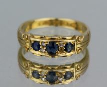 Antique Sapphire & Diamond 18ct Gold Ring